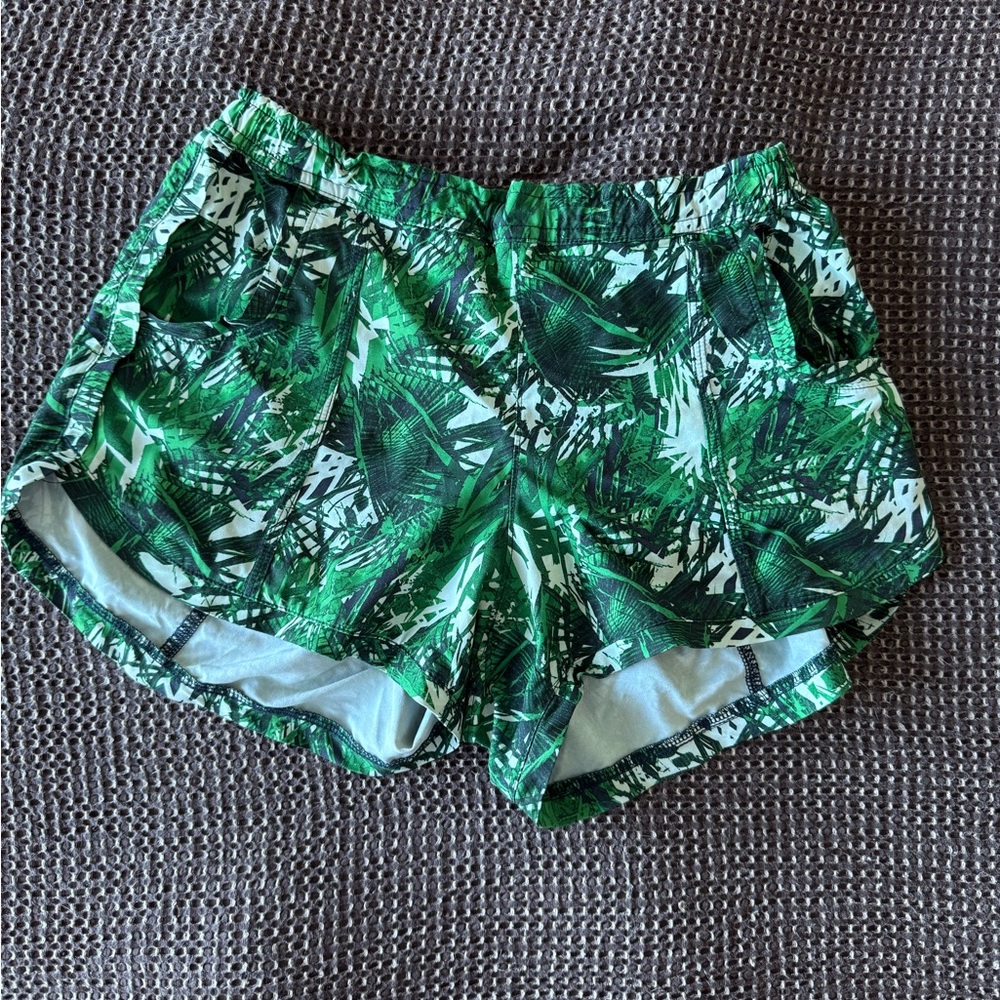 Green Patterned Women's Atheltic Shorts